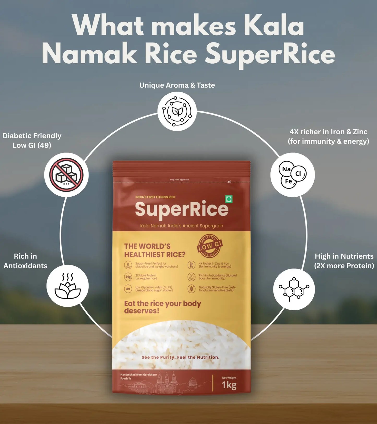 SuperRice packaging with health benefits.